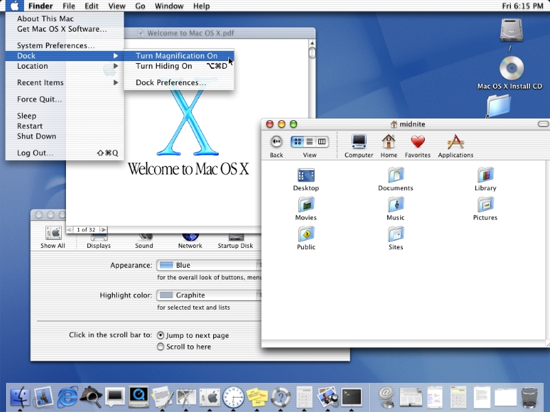 Mac OS X 10.0 Cheetah.