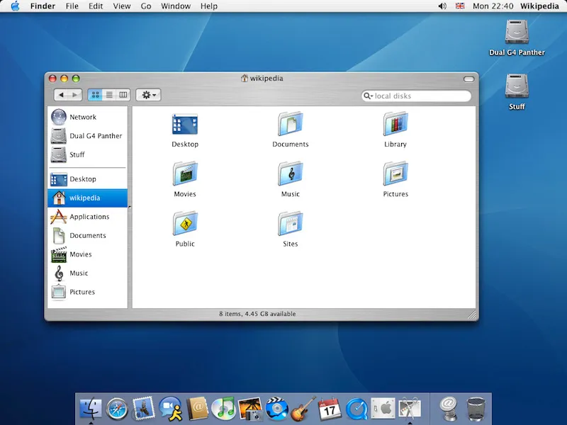 Mac OS X 10.3 Panther.