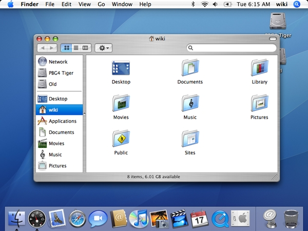Mac OS X 10.4 Tiger.