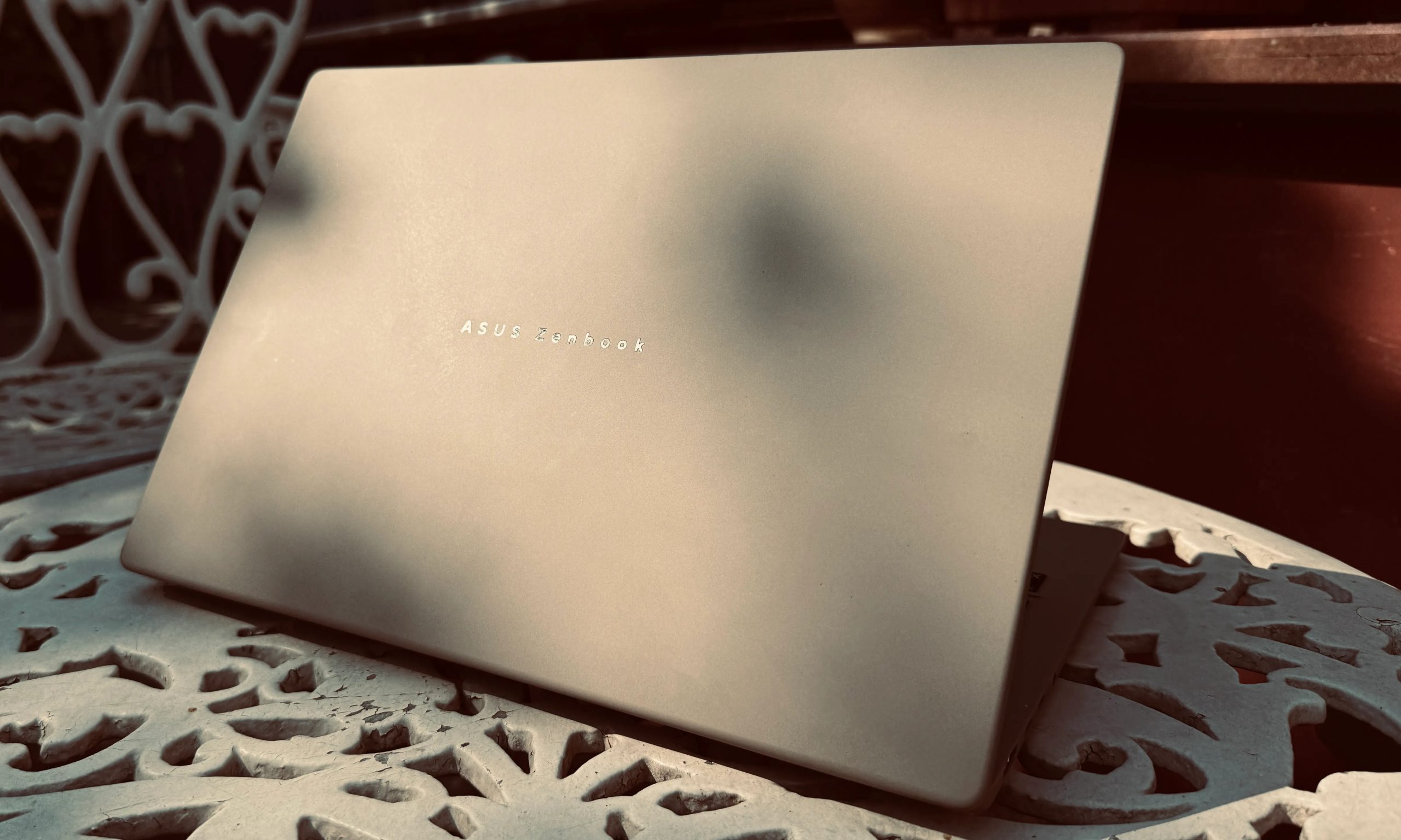 Lid of the Asus ZenBook A14 laptop.