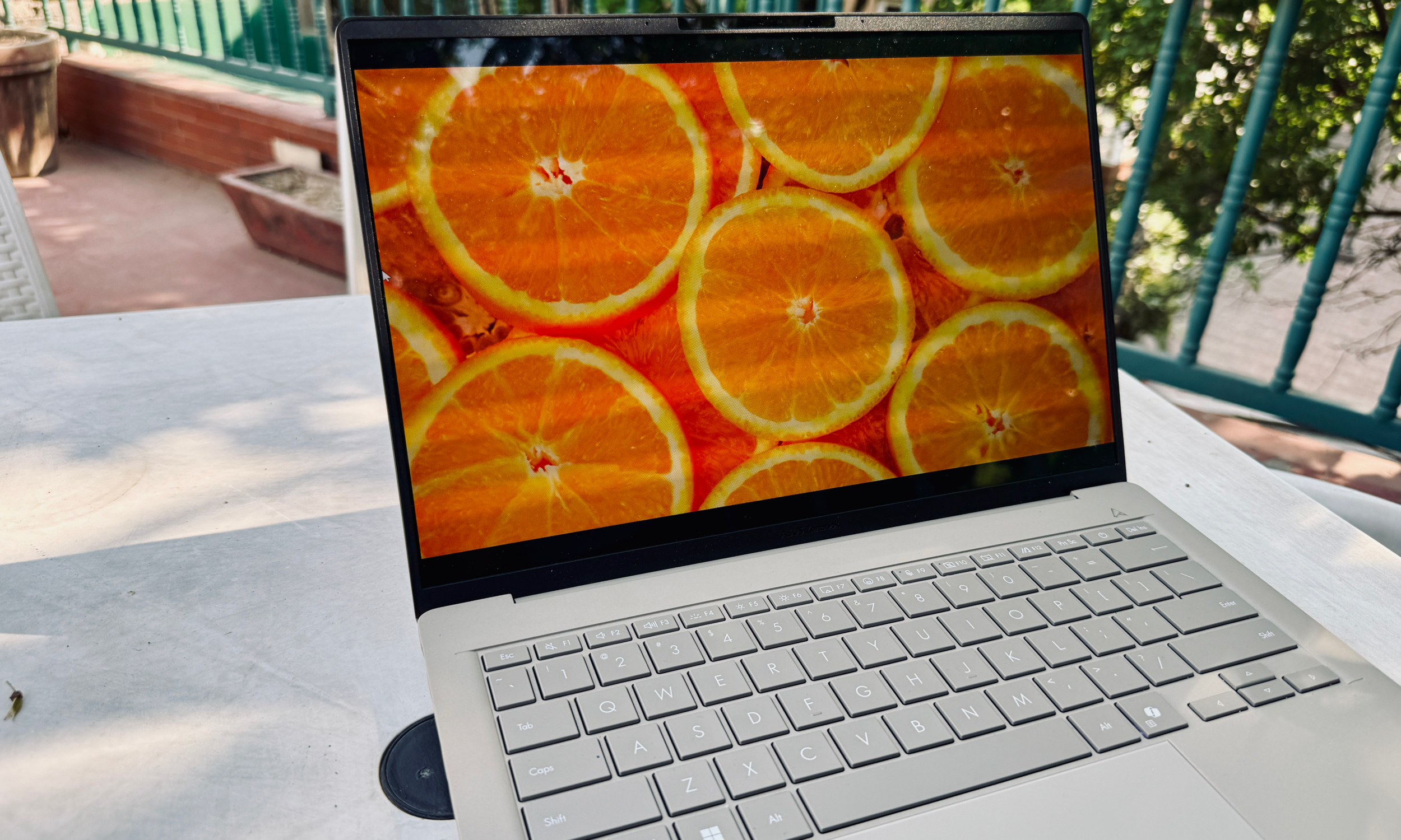 Wagching video on Asus ZenBook A14 laptop.