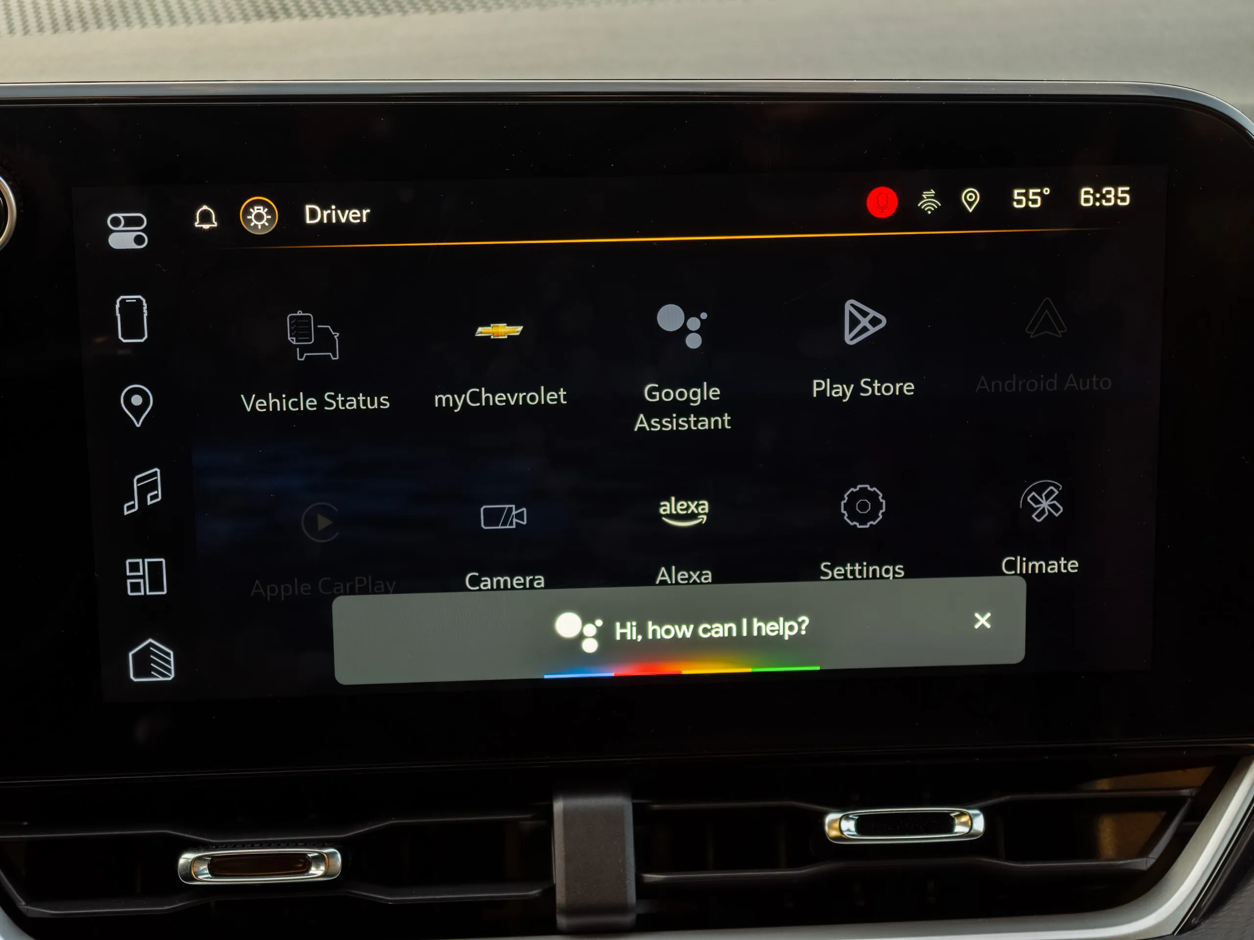 Google Assistant running on Android Automotive on the Chevy Equinox 2025