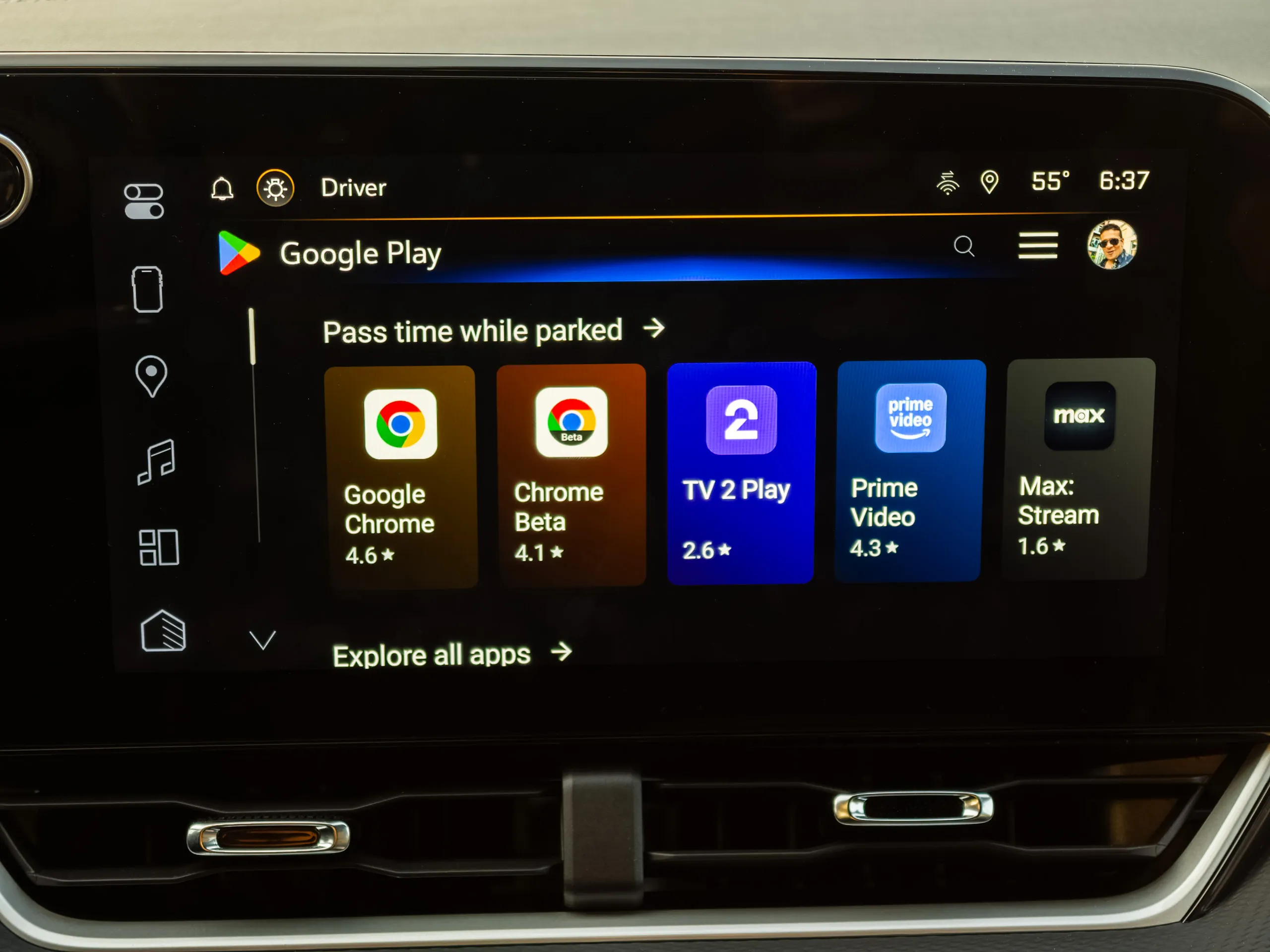 Google Play Store running on Android Automotive on the Chevy Equinox 2025
