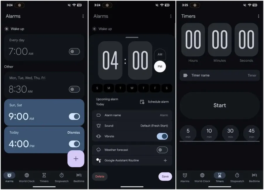 تصميم Material Expressive الجديد لتطبيق Google Clock