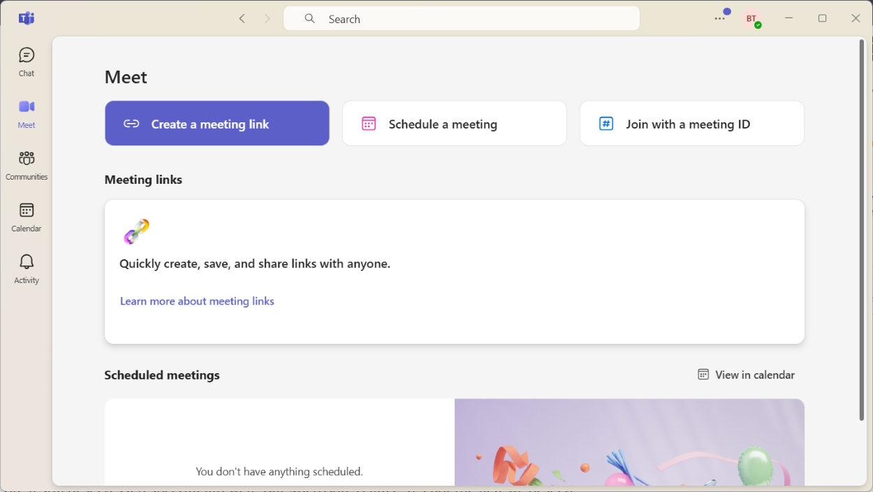 تخطيط مكالمة الفيديو في Microsoft Teams