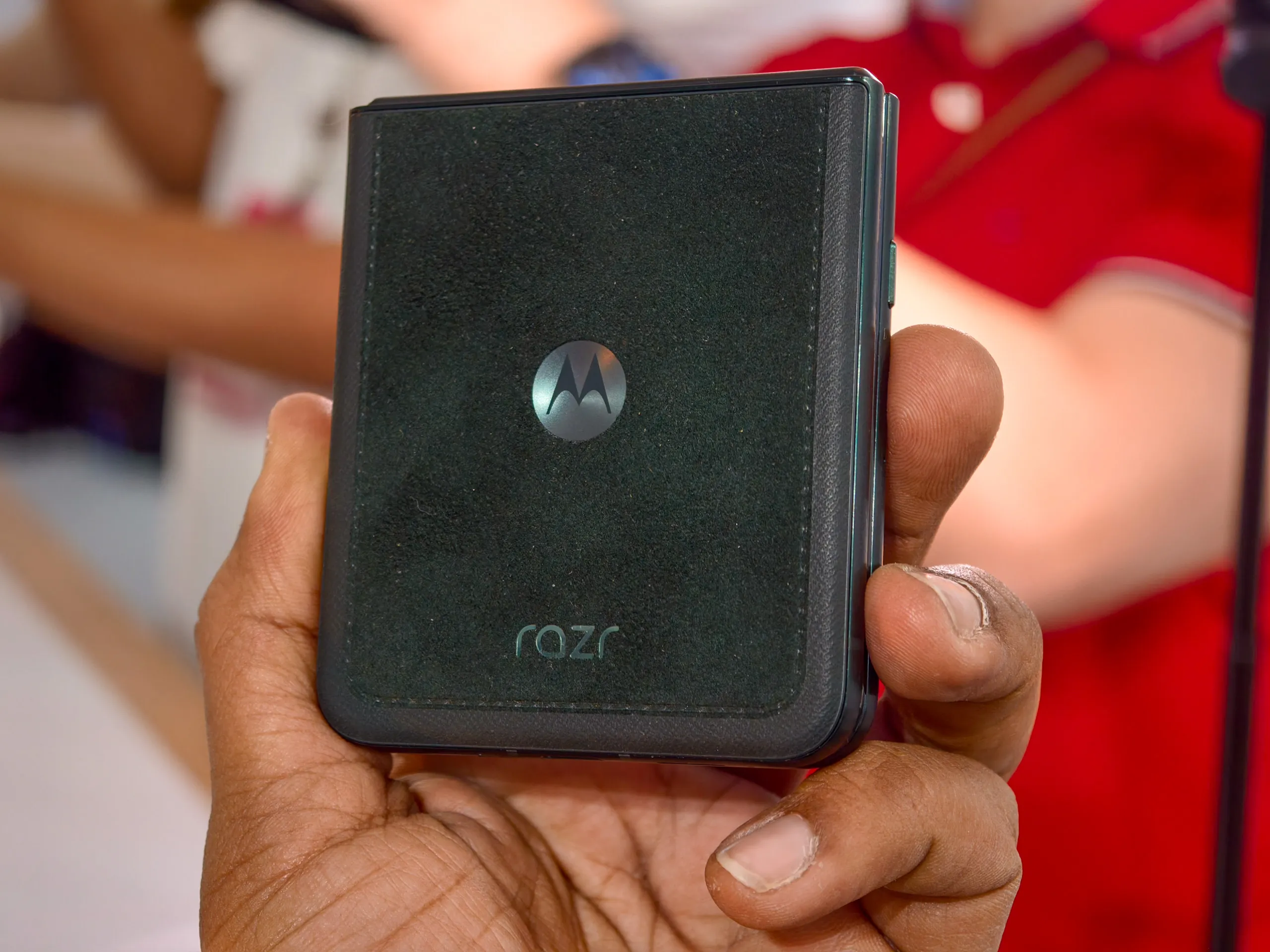 Moto Razr Ultra 2025 Pantone Scarab with alcantara leather