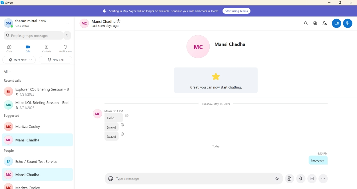 Skype Interface screenshot