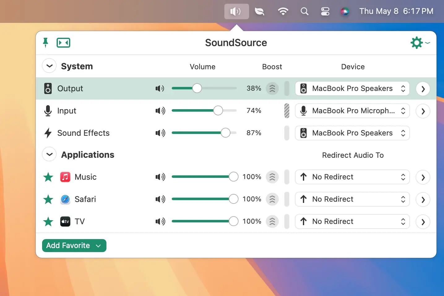 The SoundSource app in macOS Sequoia.