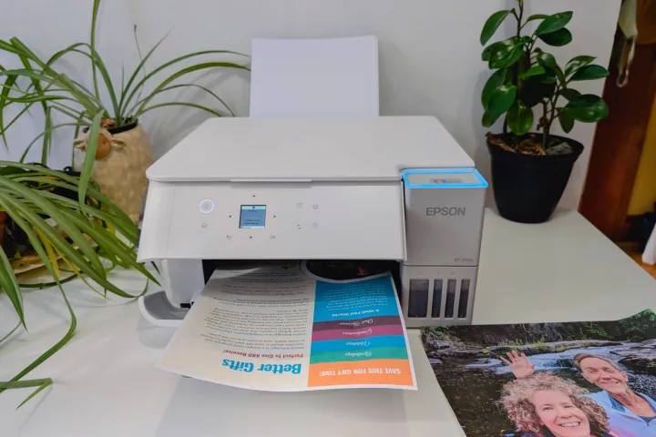 An icy blue alert light catches my eye on the EcoTank ET-2980.