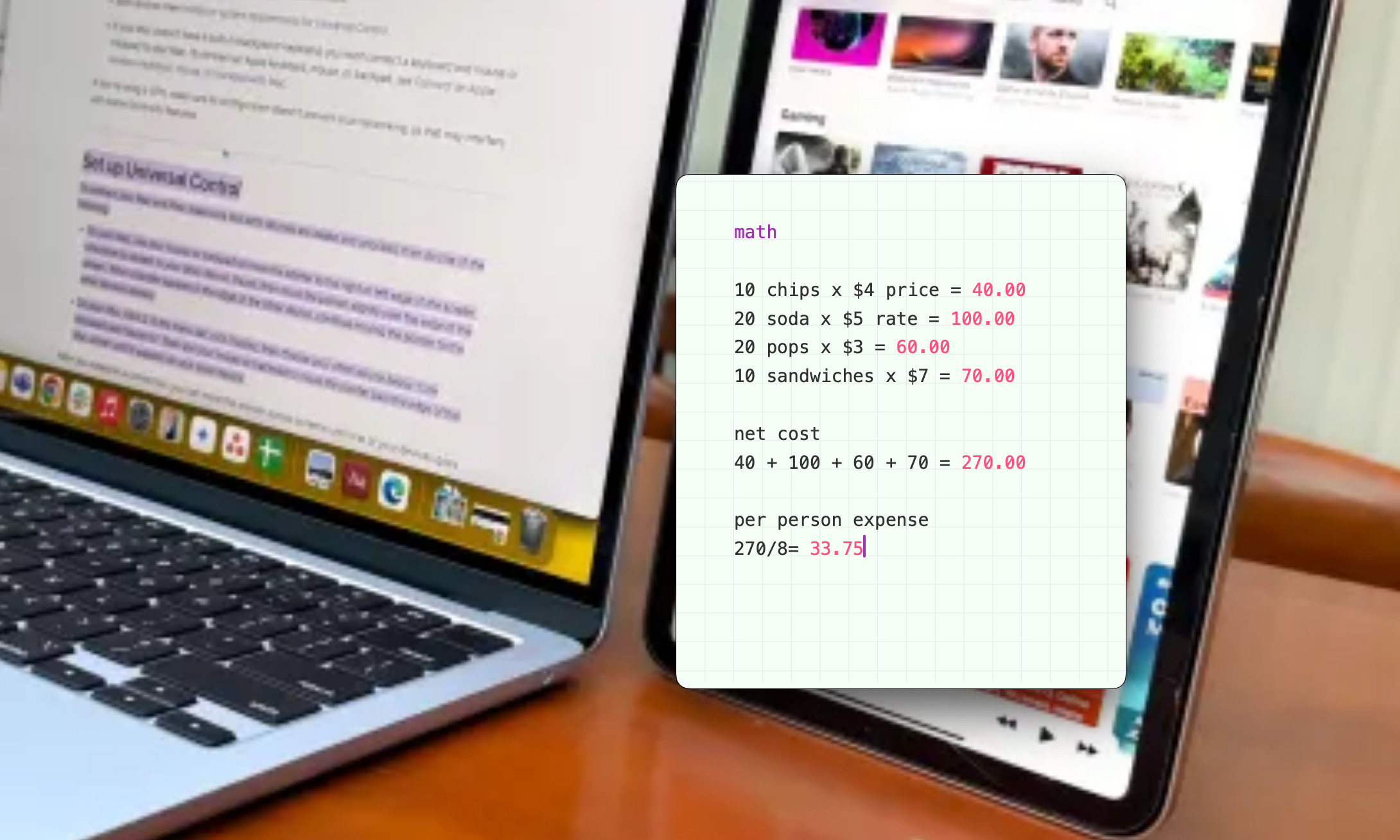 Doing maths in the Antinote app for macOS.