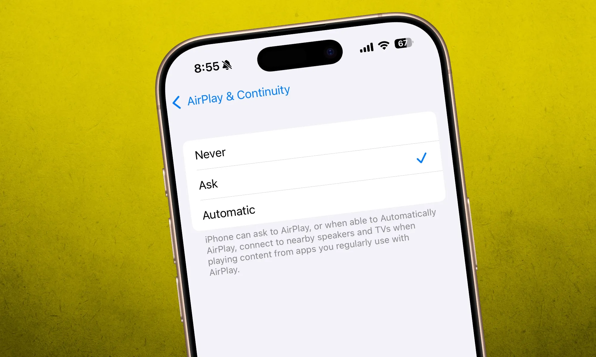 Adjusting Apple AirPlay behavior.