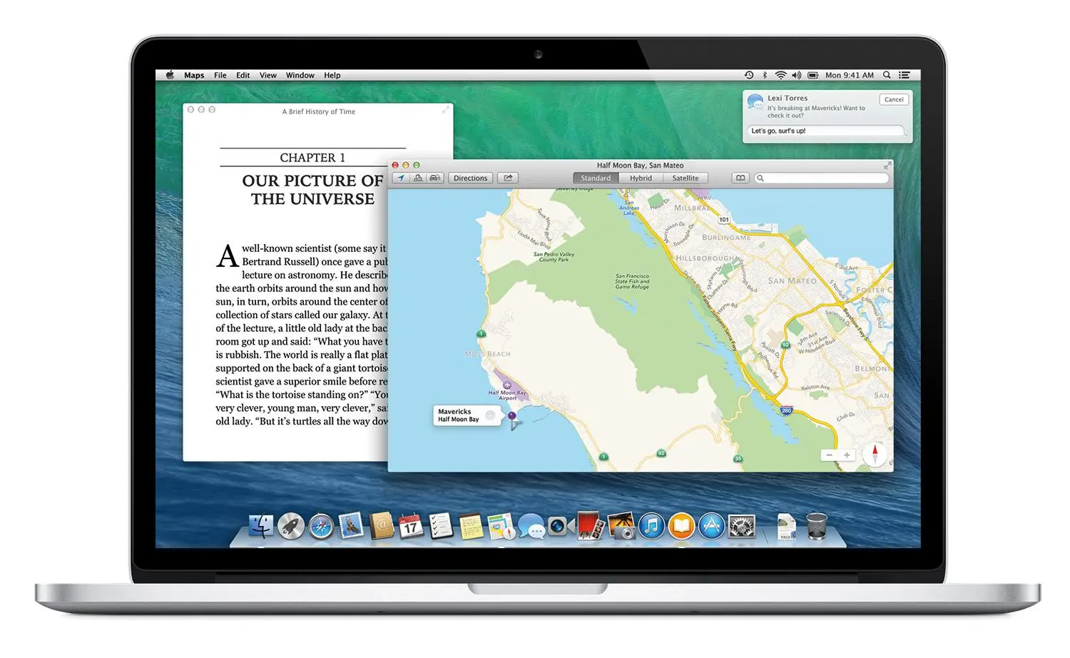 OS X Mavericks على جهاز MacBook.