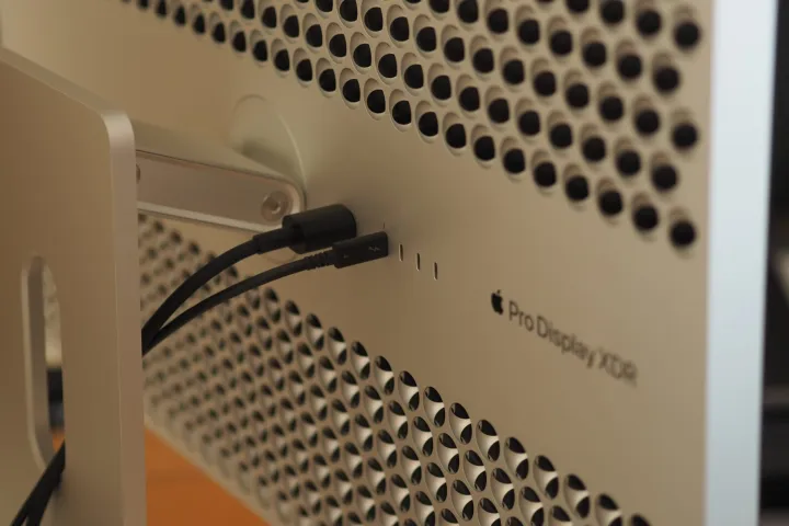 Apple Pro Display XDR rear view showing ports.