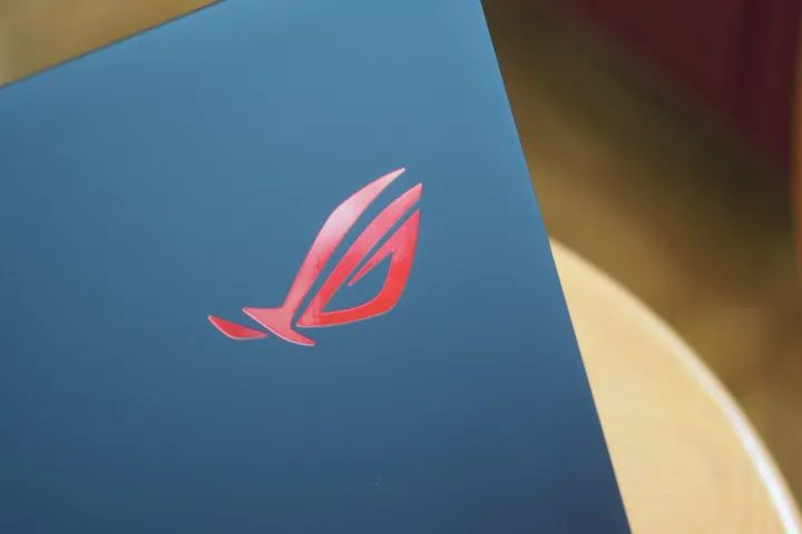 Asus ROG Strix SCAR 18 2025 rear view showing RGB logo.