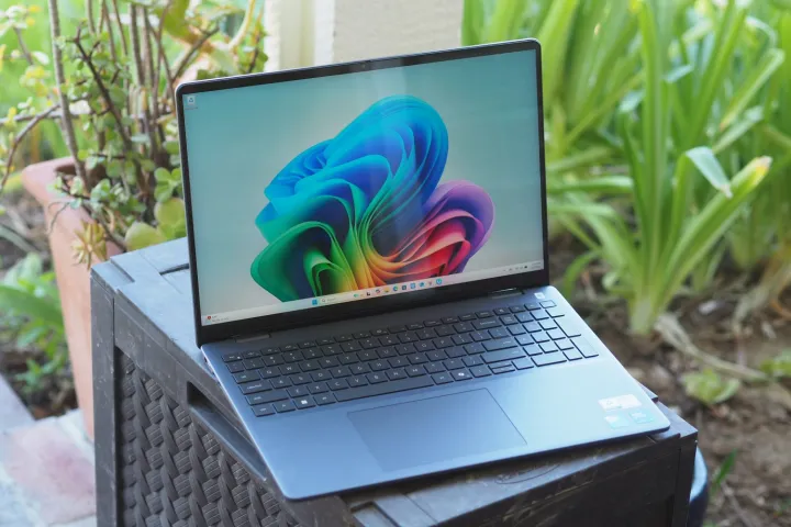 Dell Plus 16 2-in-1 front angled view showing display and keyboard.