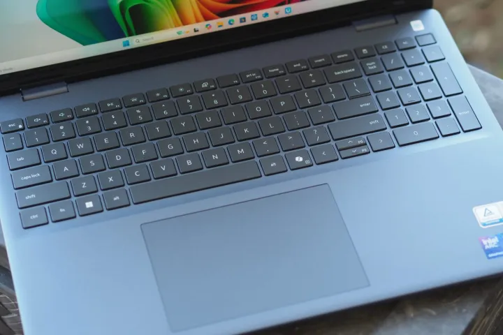 Dell Plus 16 2-in-1 top down view showing keyboard.