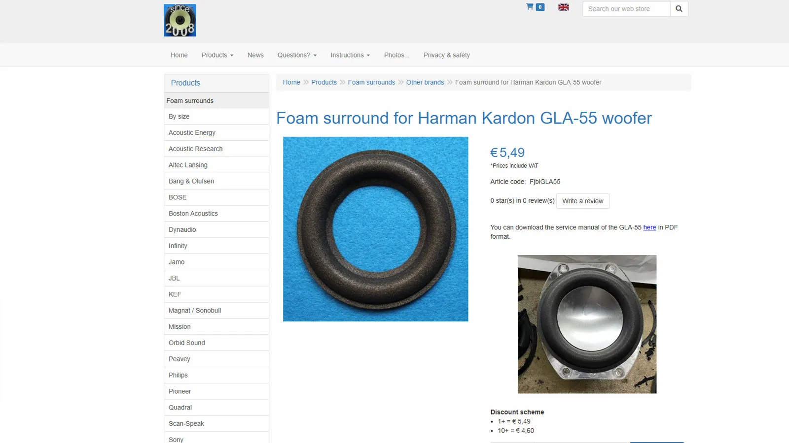 Speaker foam for GLA-55.