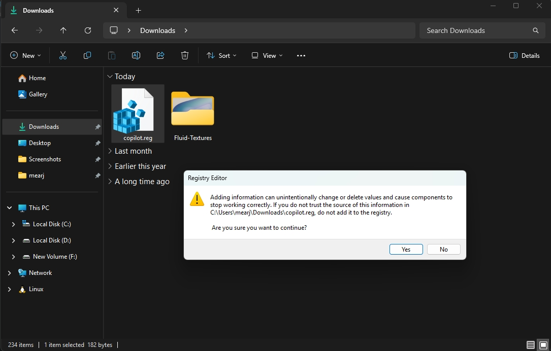 منح إذن التسجيل لإزالة Copilot من قائمة السياق