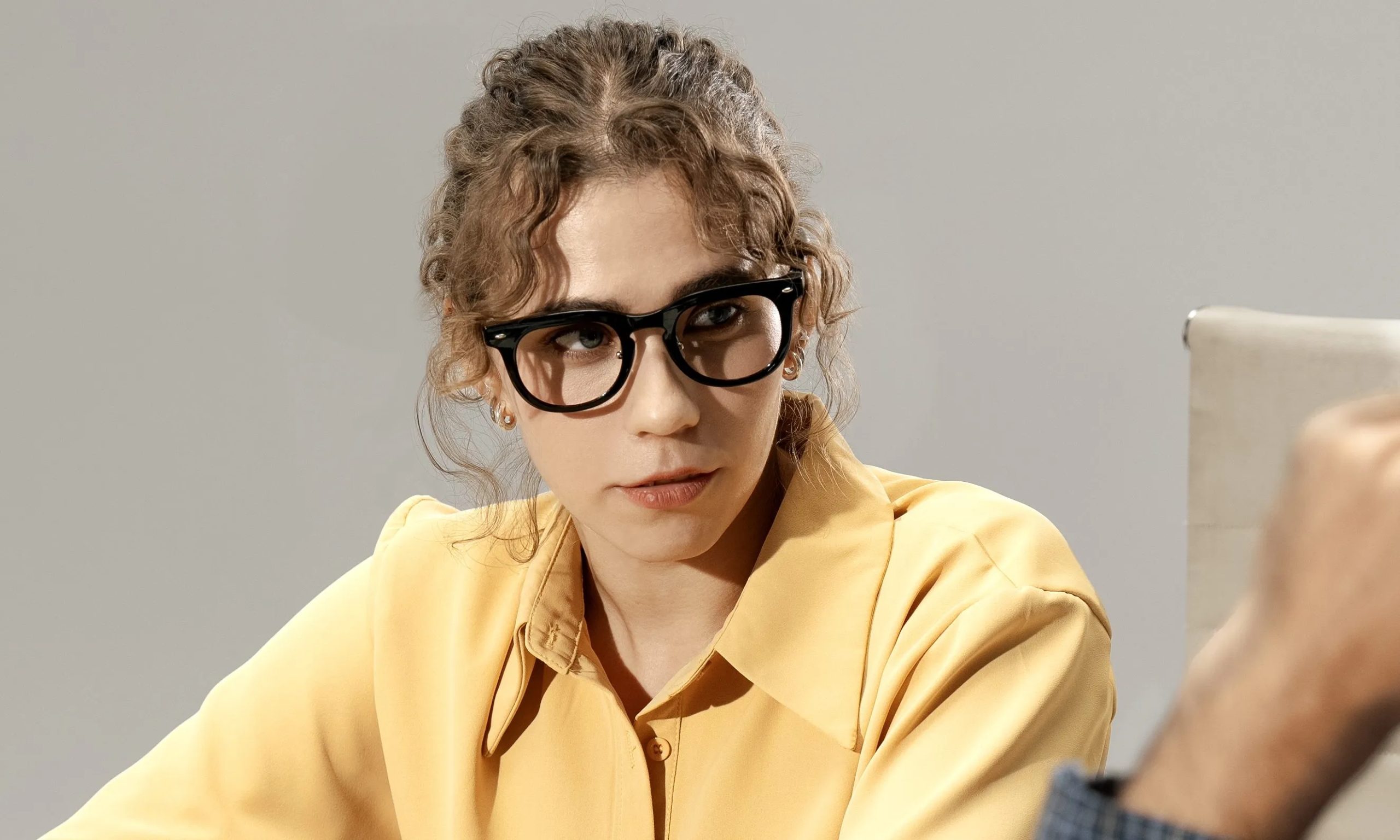 Person wearing the Halliday glasses.