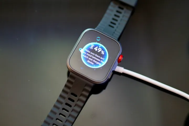 The Huawei Watch Fit 4 Pro on charge.