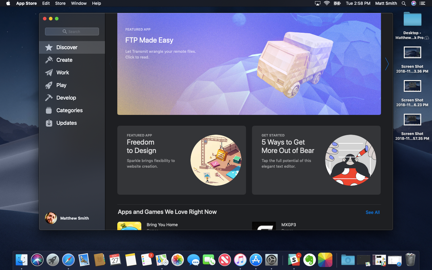 The Mac App Store in macOS Mojave.
