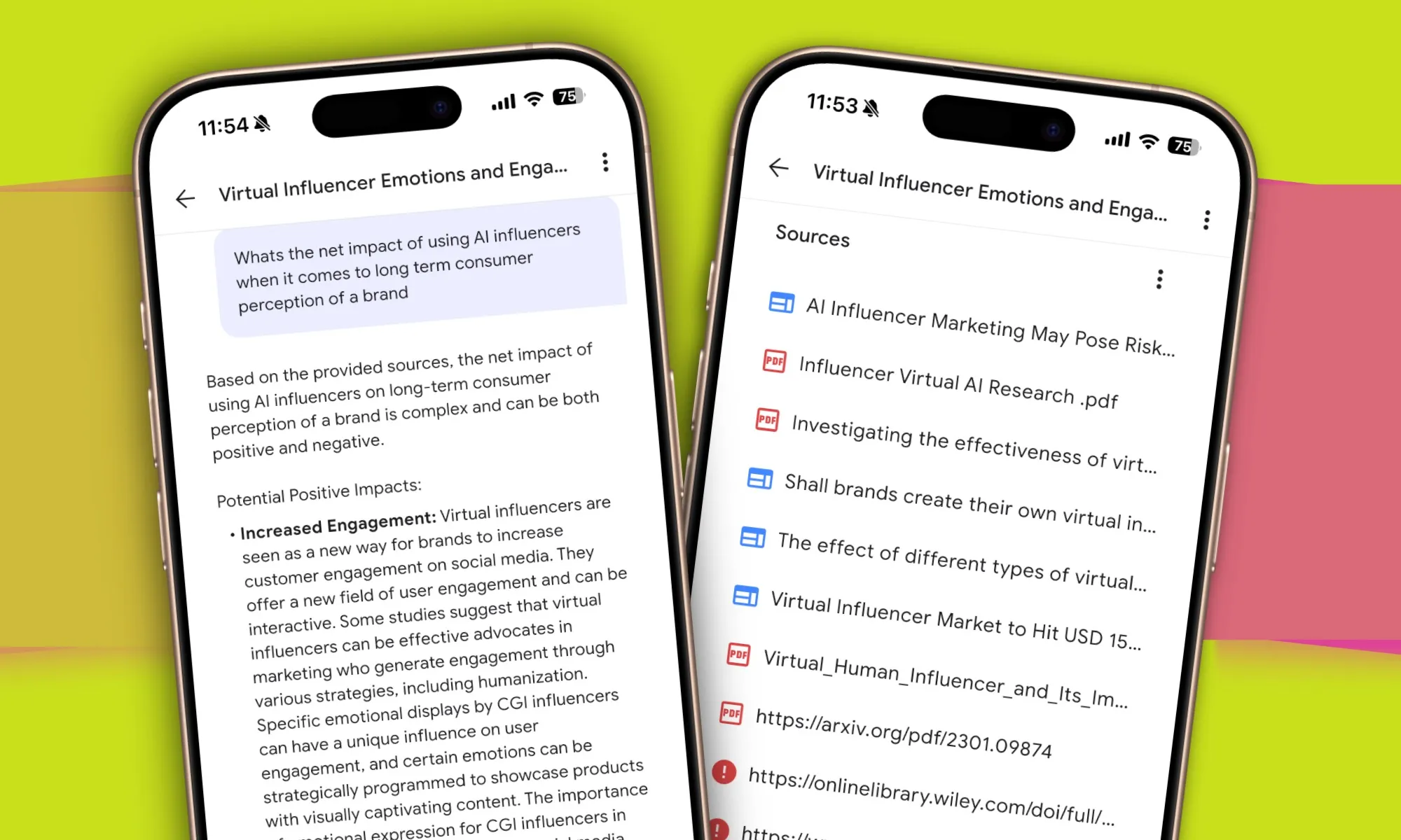 طرح سؤال في تطبيق NotebookLM على iPhone 16 Pro.