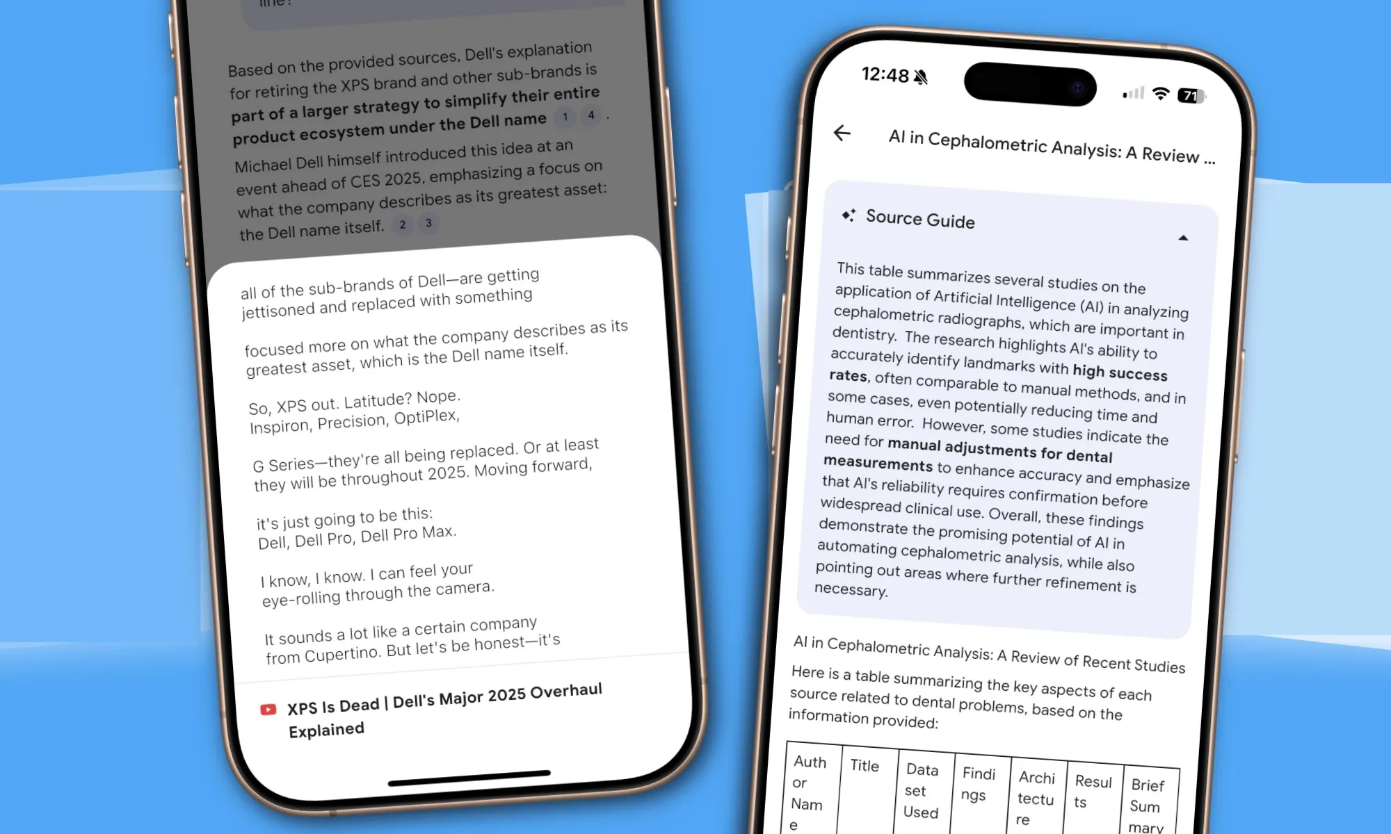 عرض المصادر في تطبيق NotebookLM على iPhone 16 Pro.