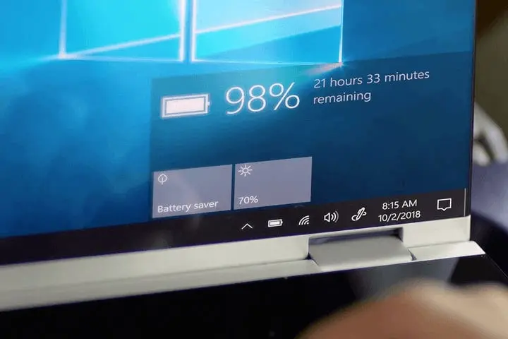 Screenshot showing battery life in Windows.