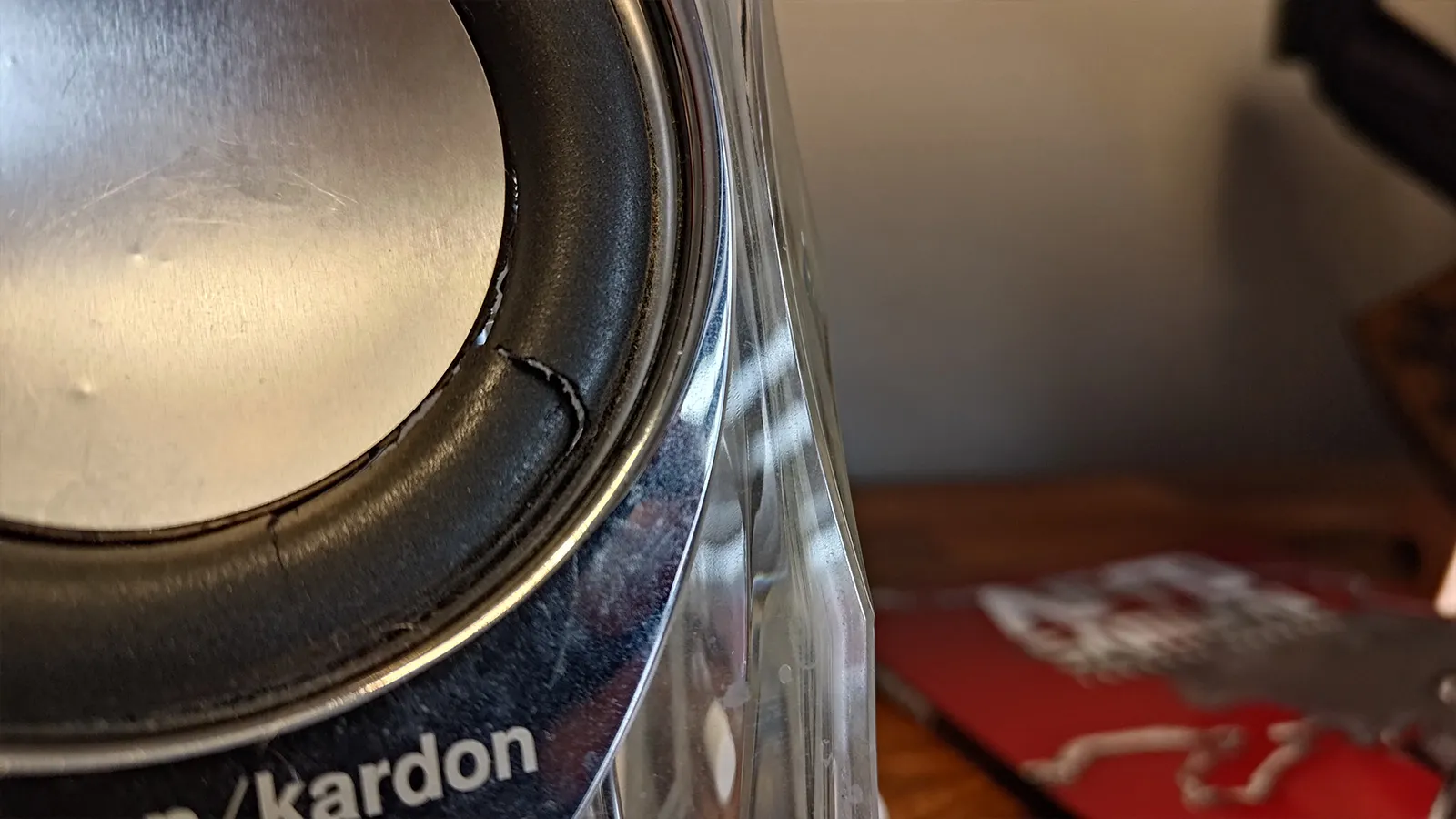 Ripped speaker foam.