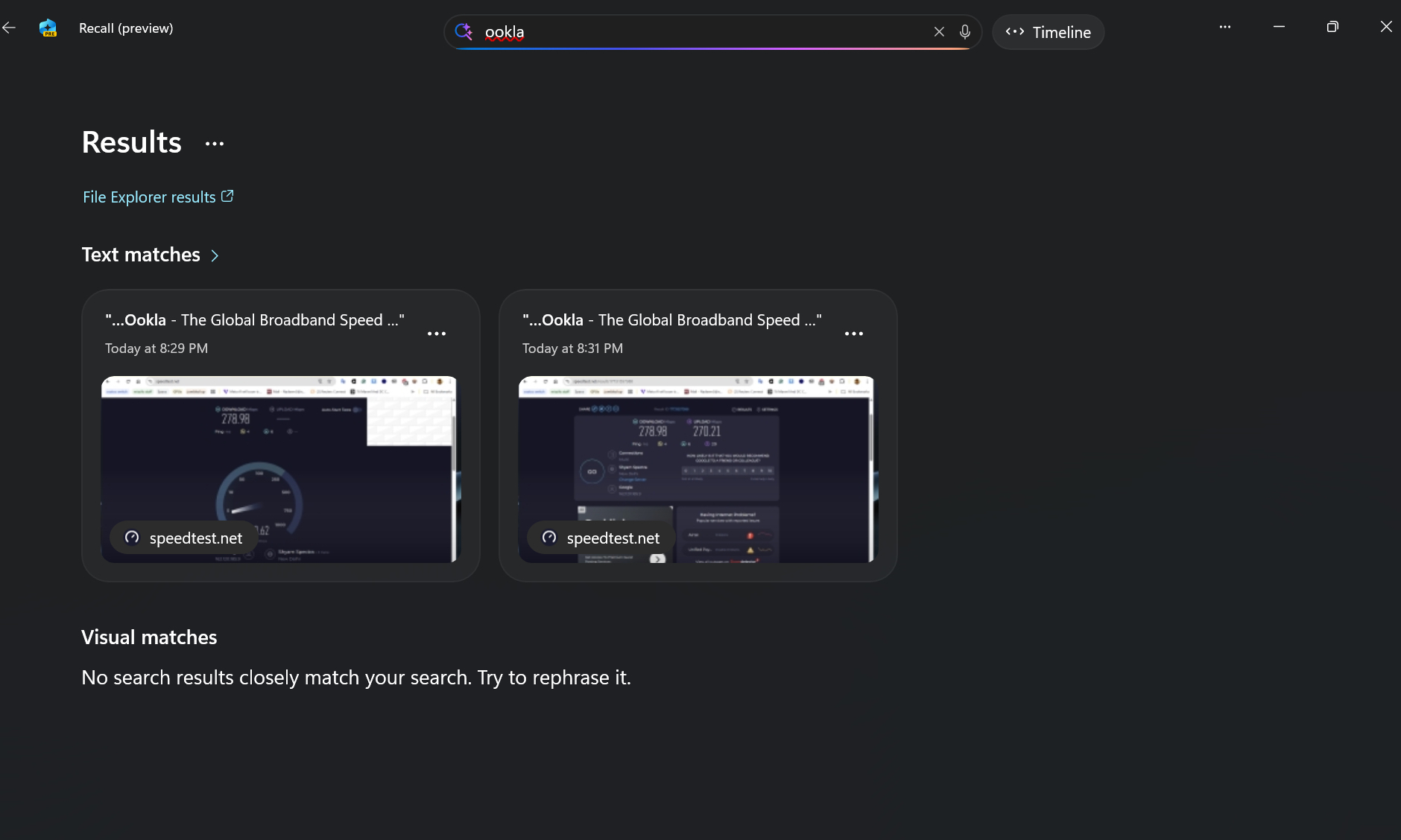 البحث عن الأنشطة في Windows 11 Recall.