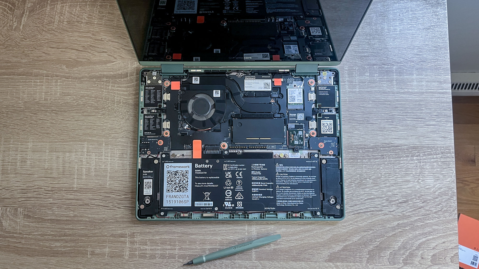 Framework Laptop 12 review unit on a desk