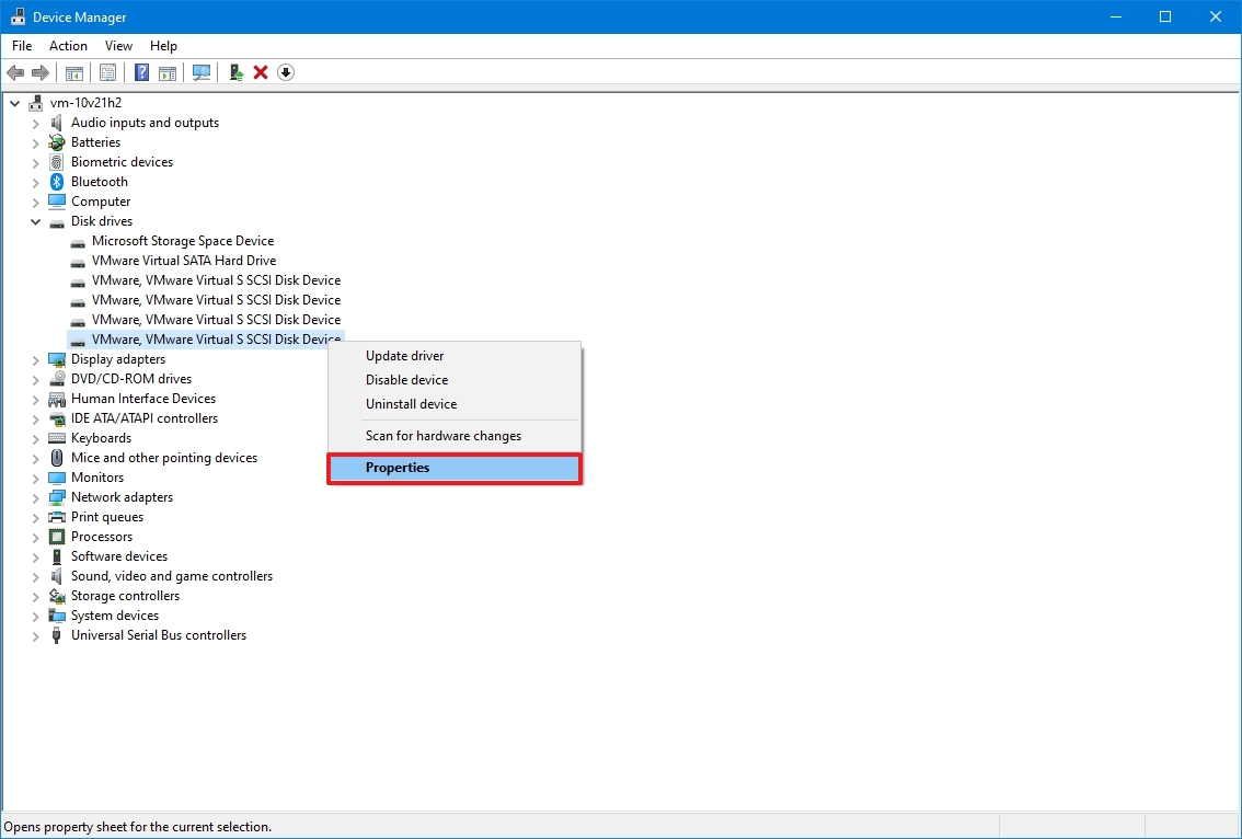 Device Manager driver properties