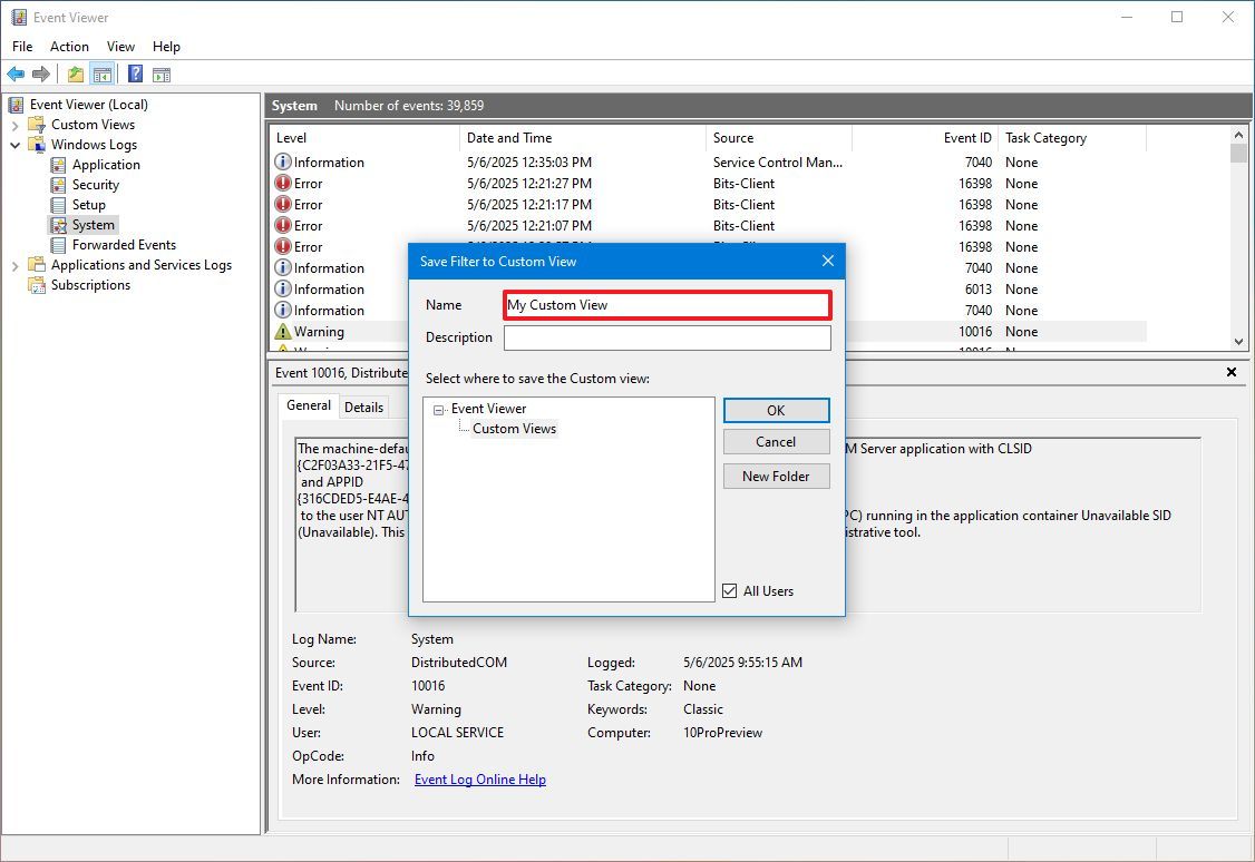 Save Filter Custom View