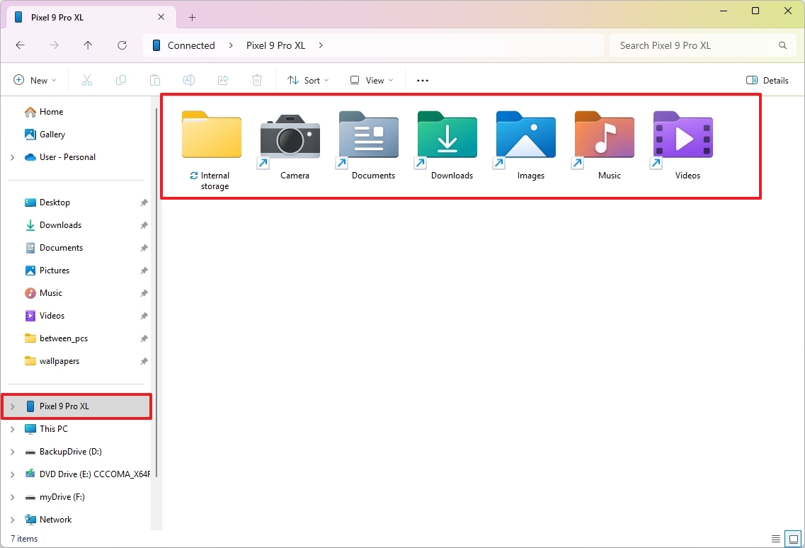File Explorer access Android storage