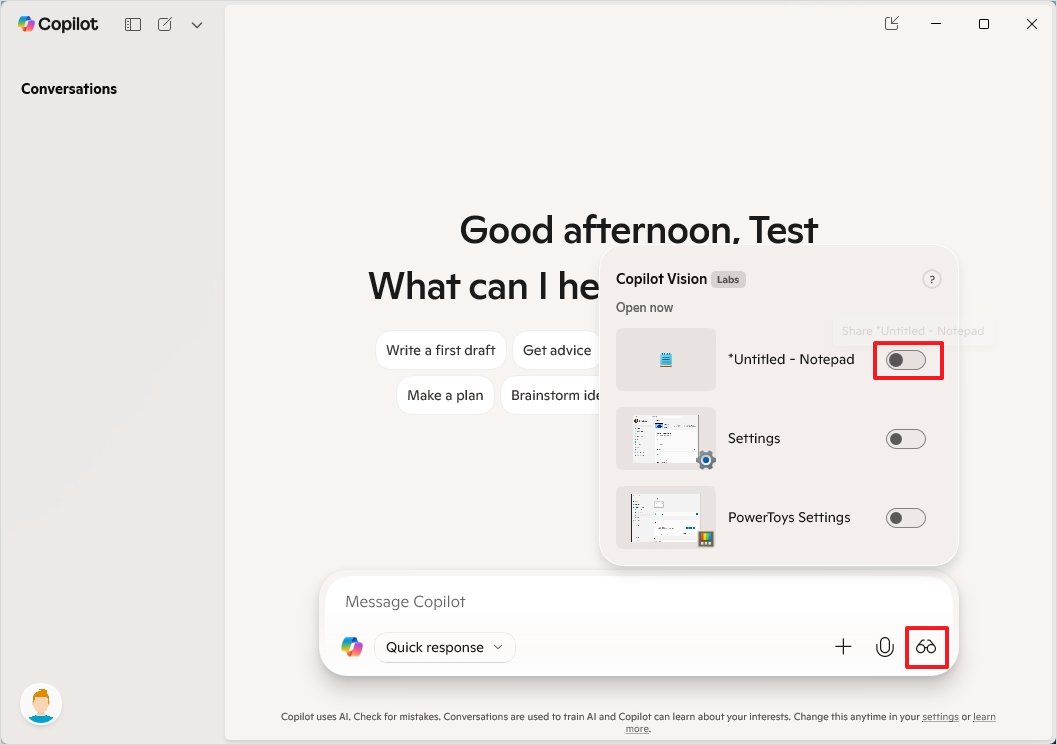 Enable Copilot Vision on Windows 11