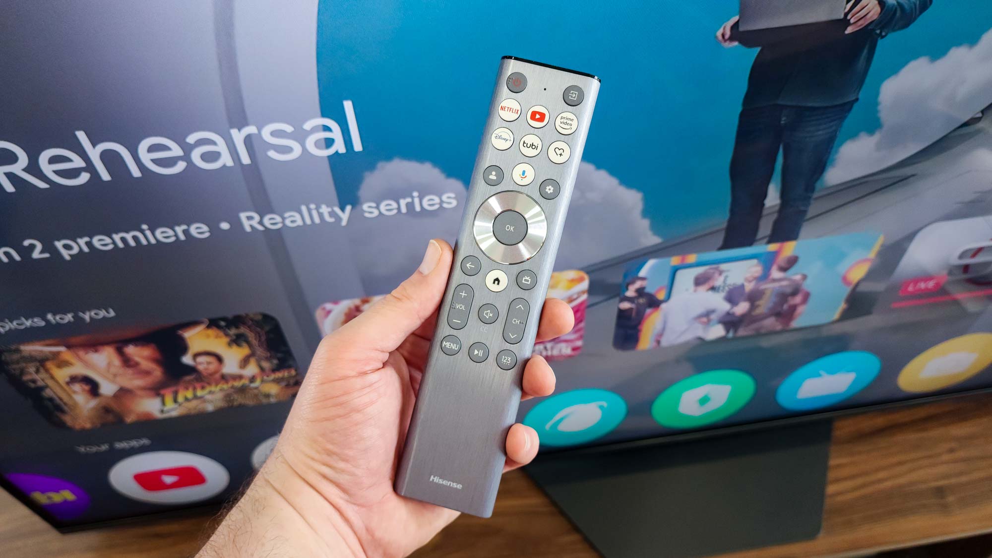 The remote for a Hisense U8QG Mini-LED TV.