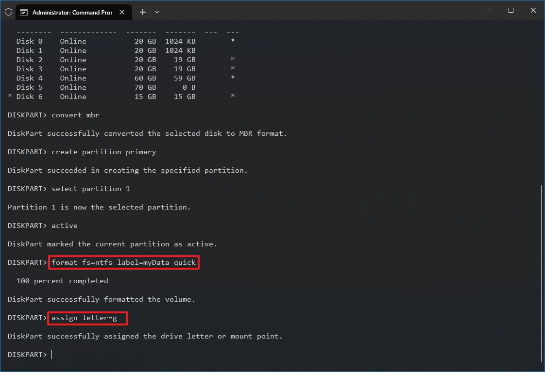 DiskPart format drive<h2 class=