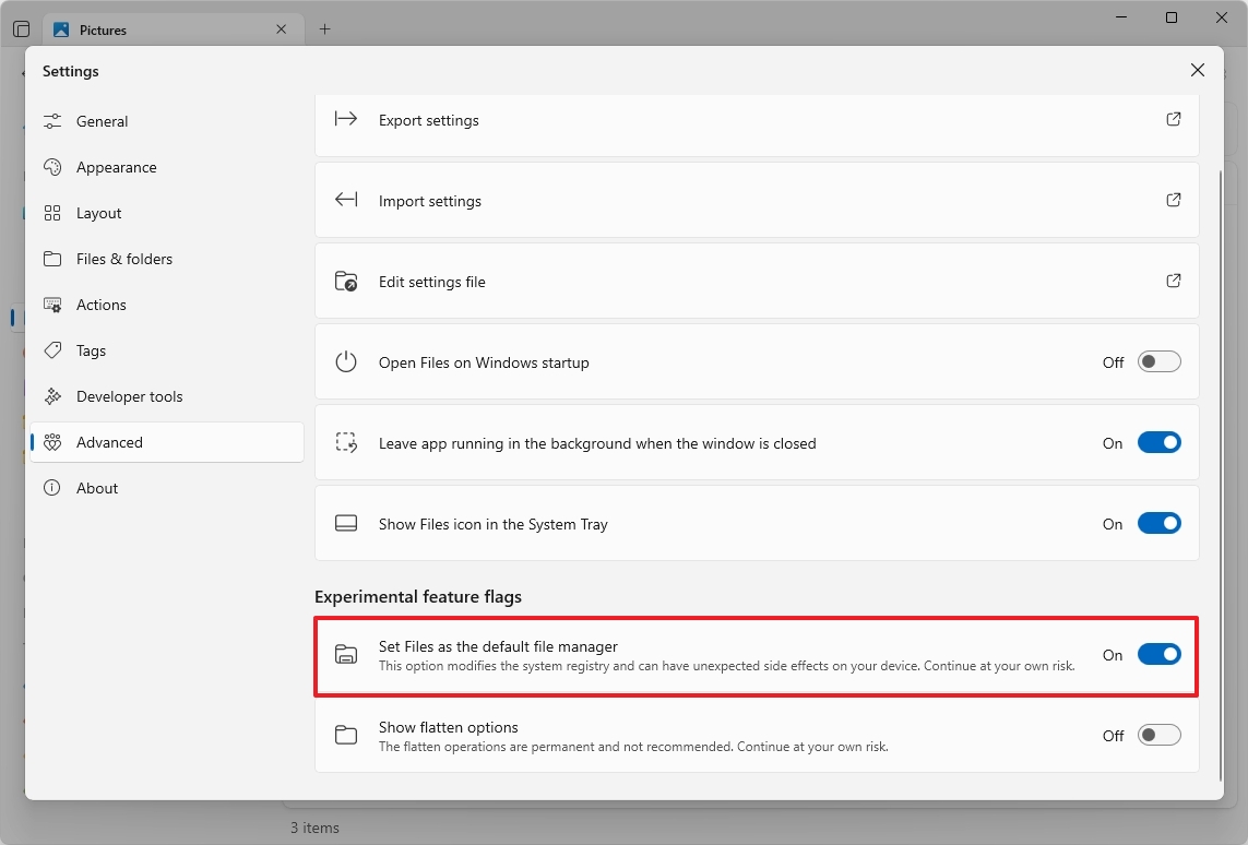 Files App set as default