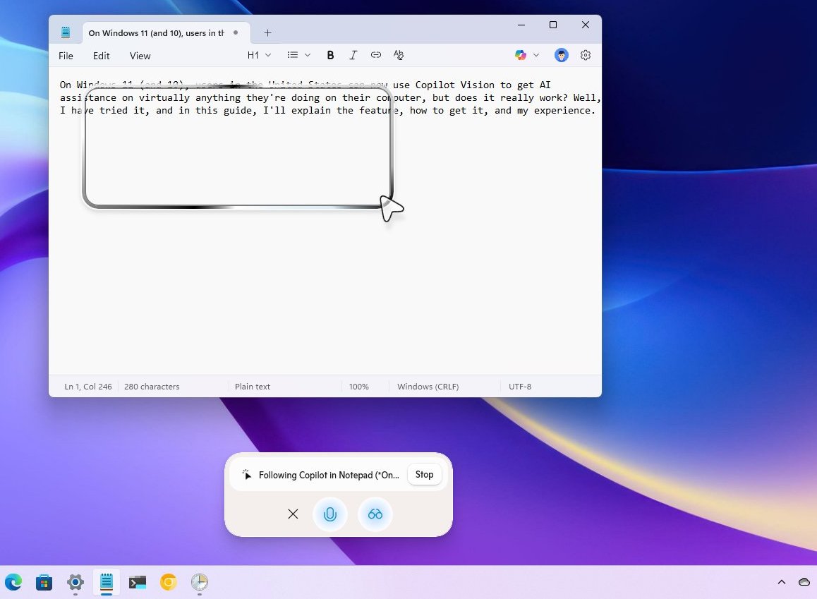 Copilot Vision writing help