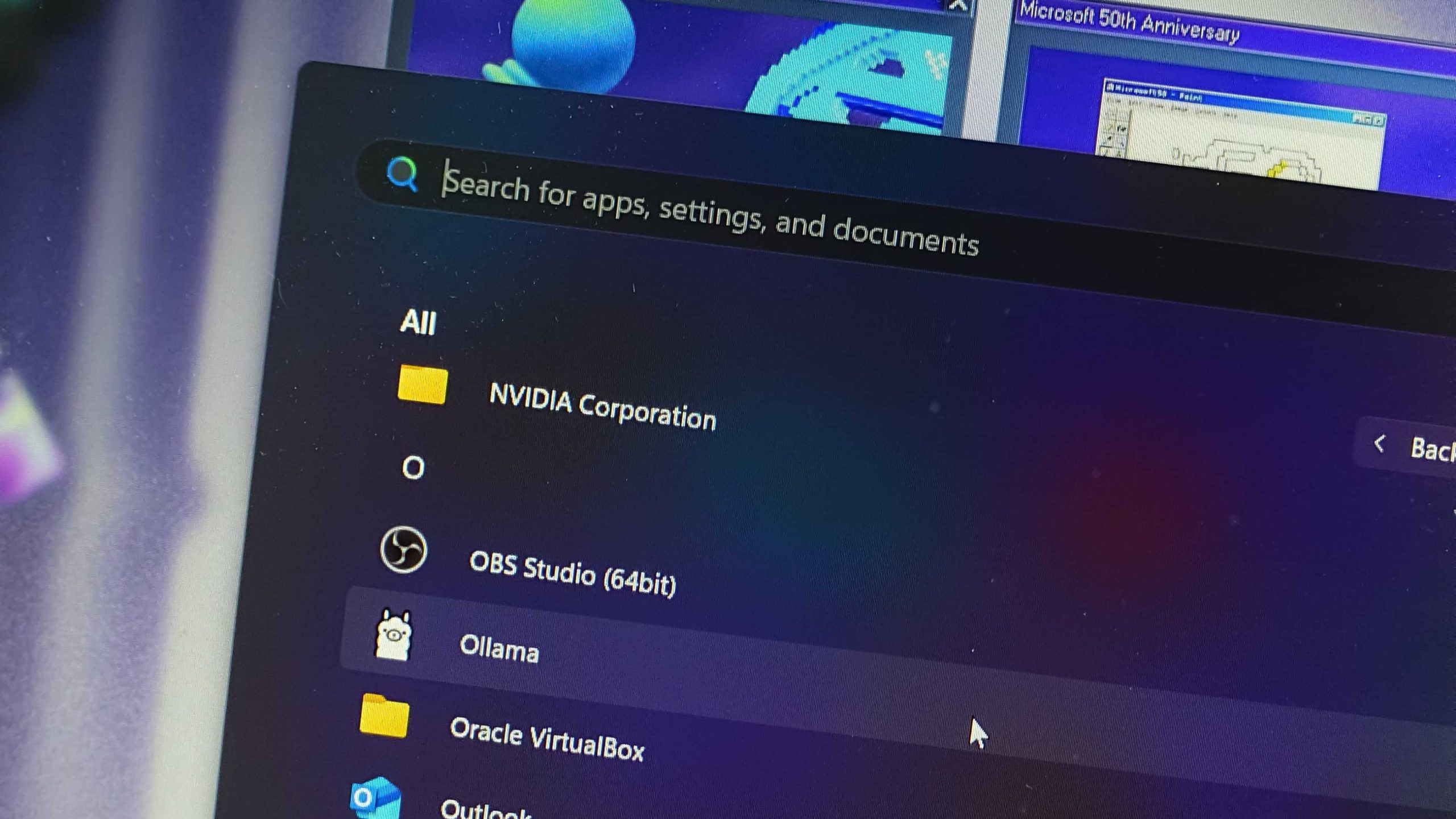 Ollama in the Windows 11 Start Menu