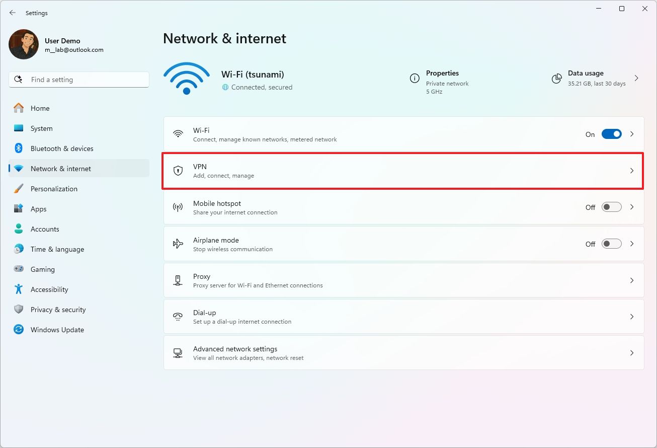 Windows 11 open VPN settings