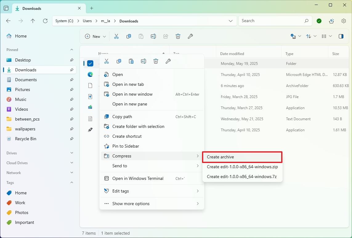 Files App create archive