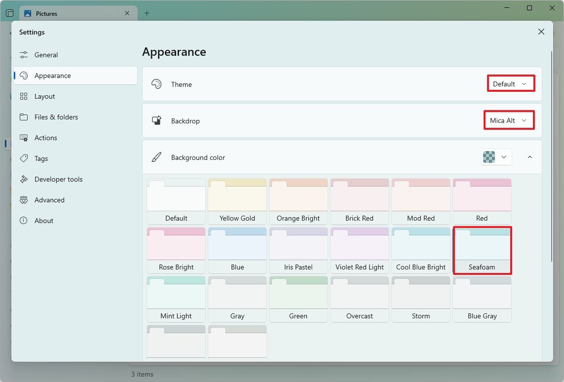 Files App change color theme