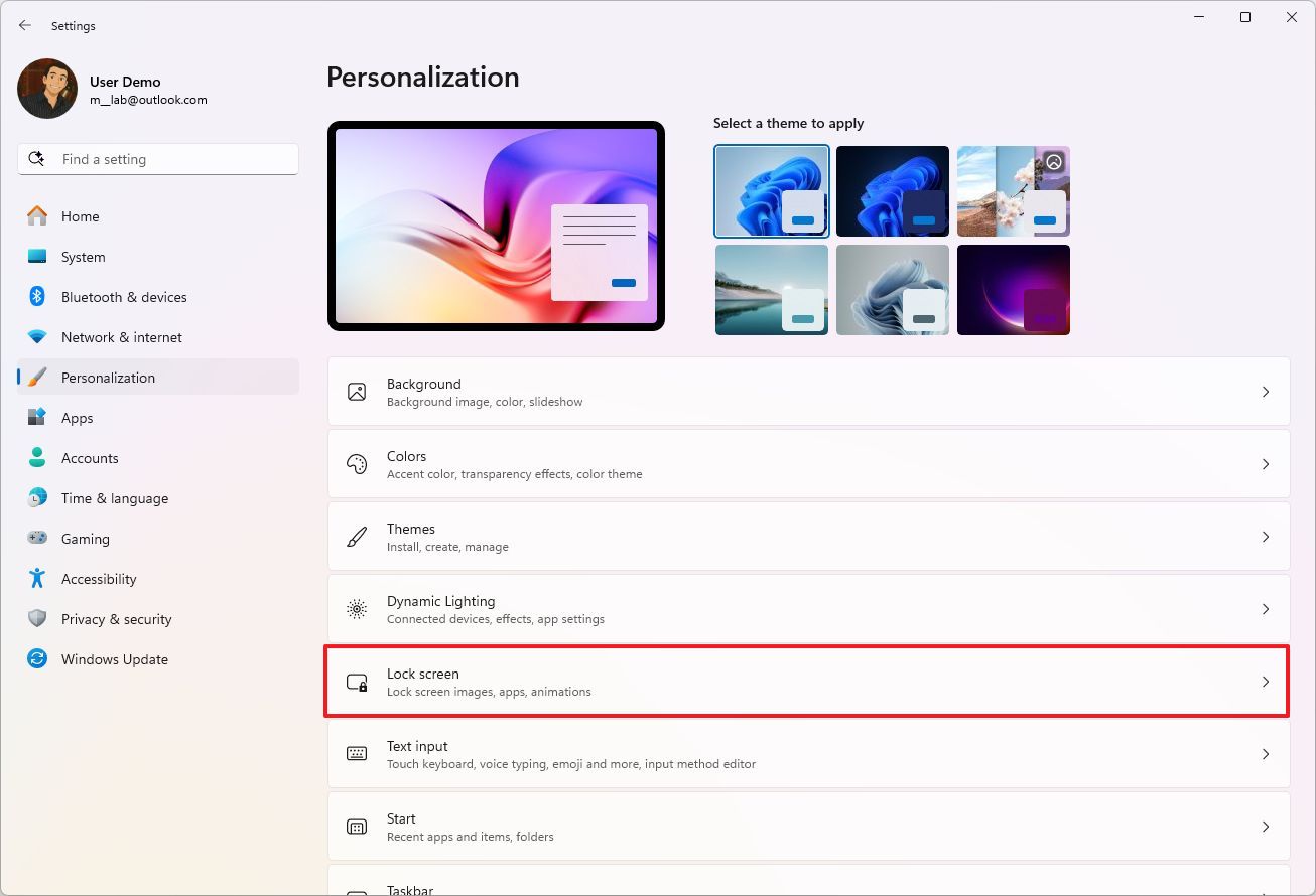 إعدادات شاشة القفل (Lock Screen settings)