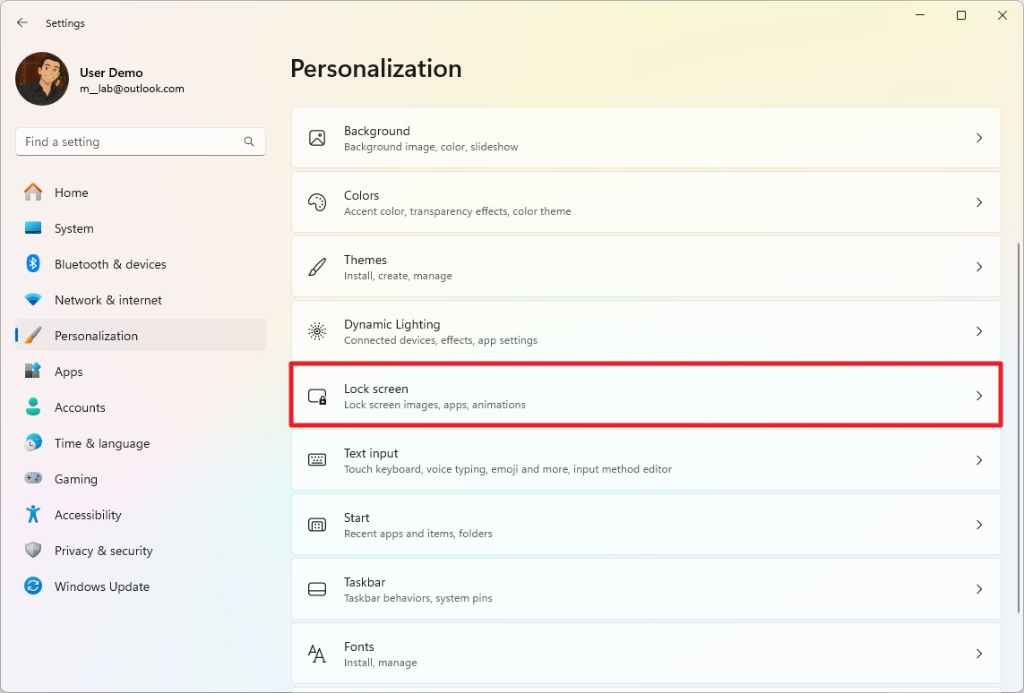 إعدادات شاشة القفل