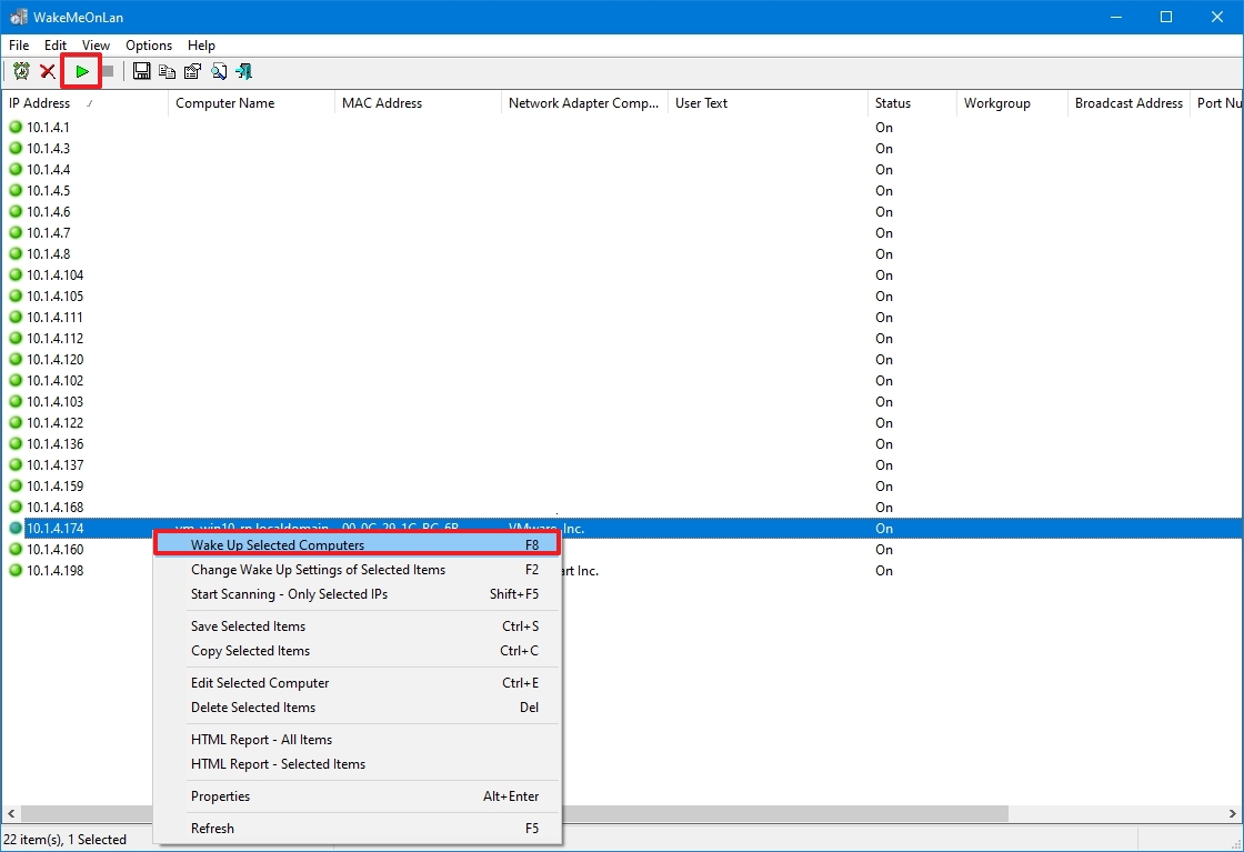 Turn on PC with Wake on LAN
