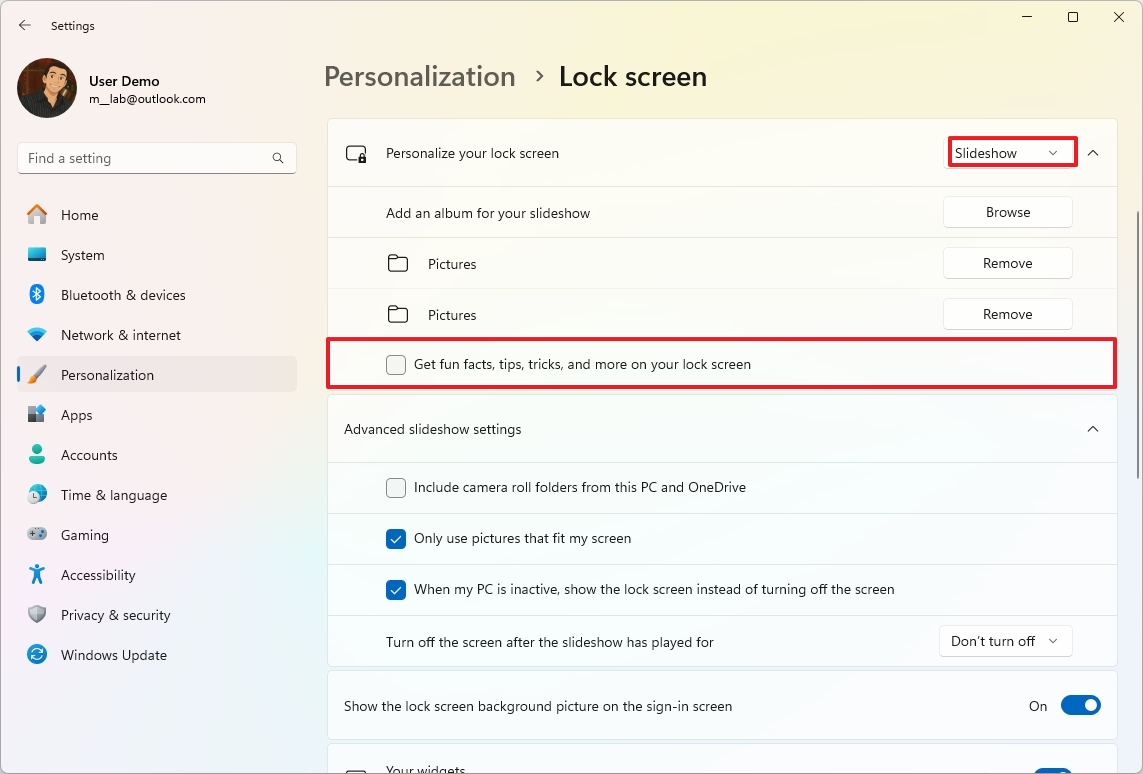 تعطيل الإعلانات في شاشة القفل