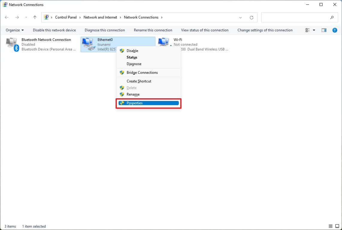 Open network properties