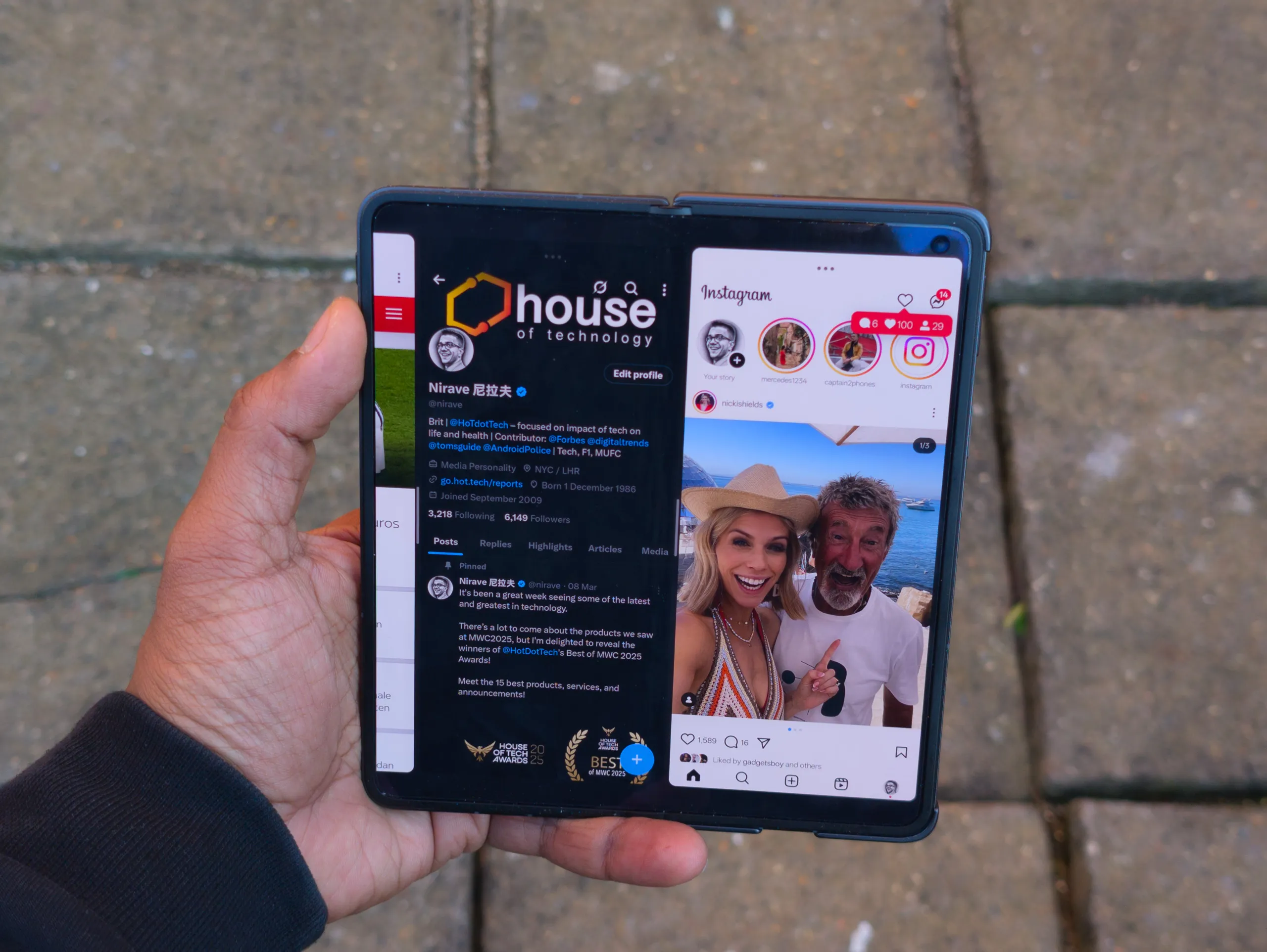 Three window split screen using Open Canvas on the Oppo Find N5
