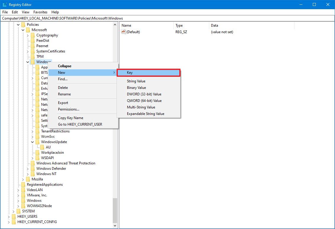 WindowsUpdate Regedit Key